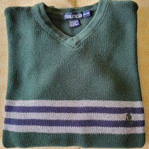 Nautica Men's V-Neck Sweater - XL, Hunter Green (Excellent Condition)